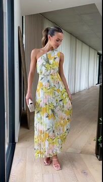 Maxikleid mit Blumenmuster, One-Shoulder-Träger und elastischer Taille 