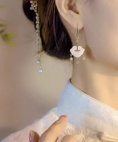 Elegantes anillos de seguridad con cierre de seguridad de jade de aleación de plata esterlina blanca 