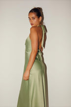 Elegant Solid V Neck Slim Maxi Dress