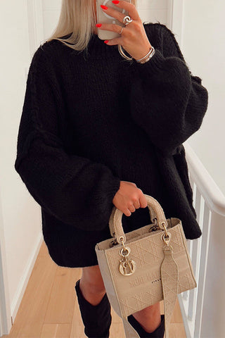 Suéter casual liso con hombros caídos de Meridress