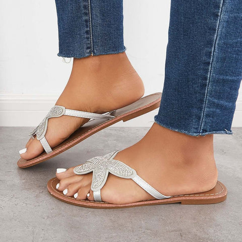 Glitzernde Flip-Flops Strandpantoffeln Slide Sandalen 