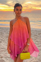 Gradient Halter Tube Cutout Back Mini Dress