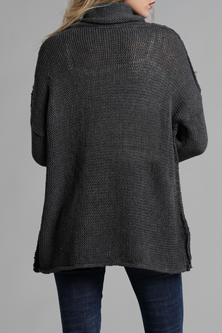 Casual Solid Split Joint Turtleneck Tops Sweater