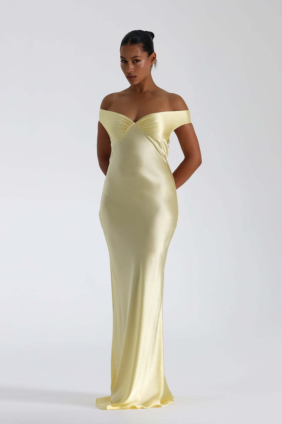 Satin Off Shoulder Bodycon Mermaid Maxi Dress