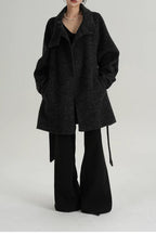 Chic Solid Wool Warm Loose Mock-neck Coat