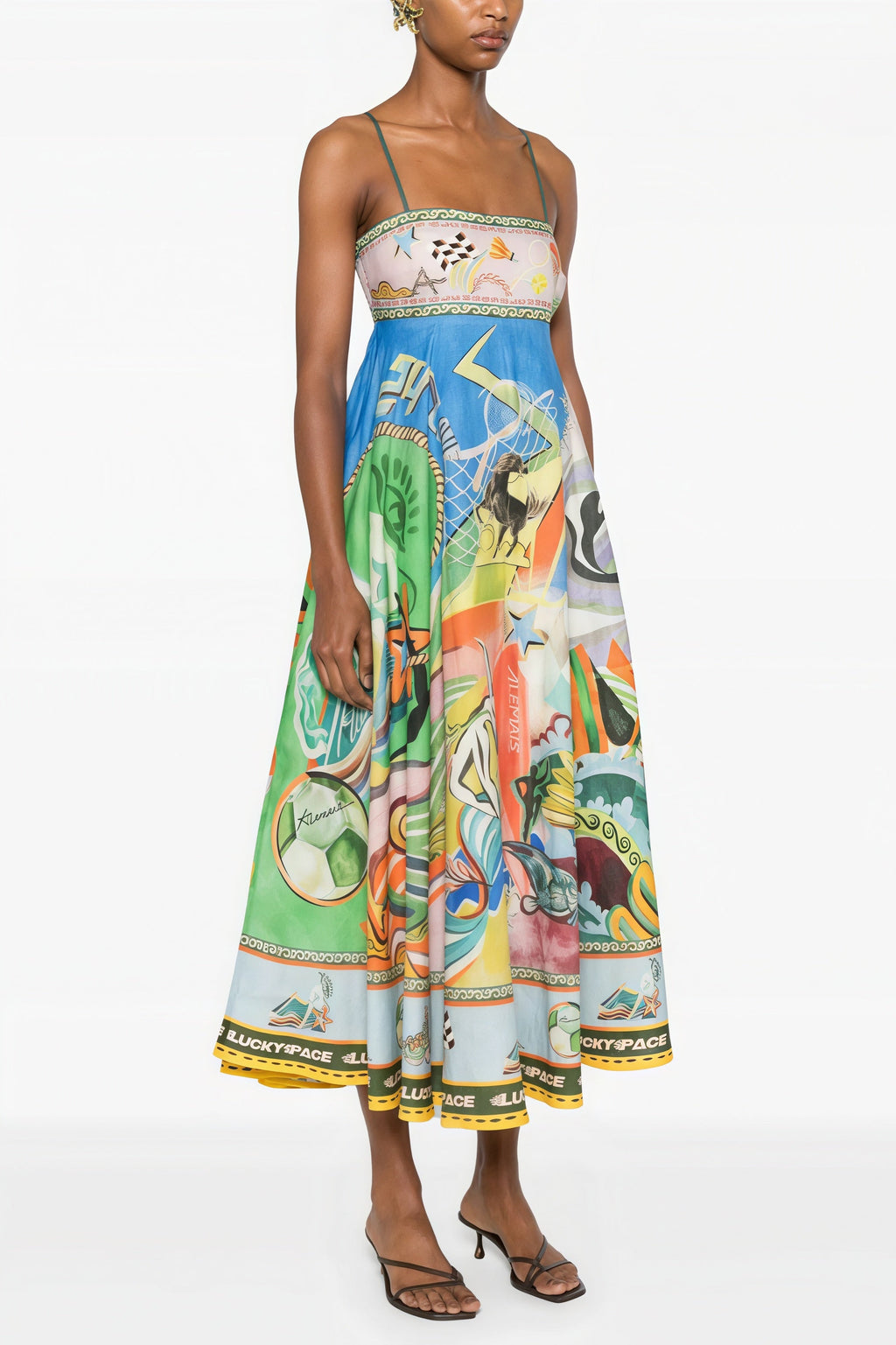 High Waist Print Cami Casual Maxi Dress