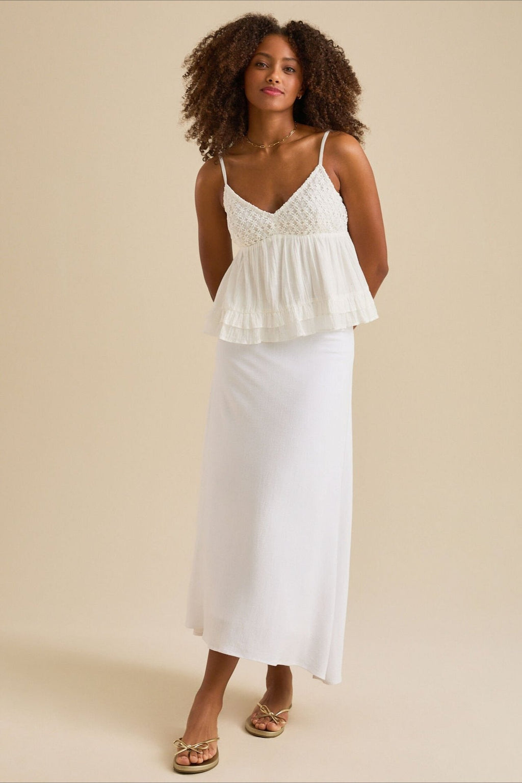Lace V Neck Mesh Loose Cami Top