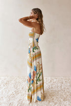 Boho Floral Bandeau Vacation Maxi Dress