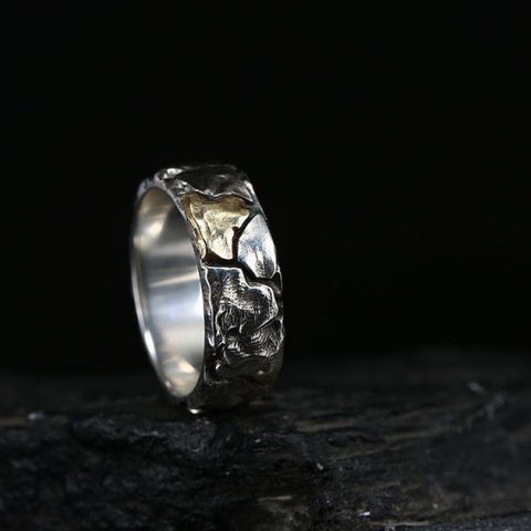Sterling Silver Stone Crackle Personalized Ring