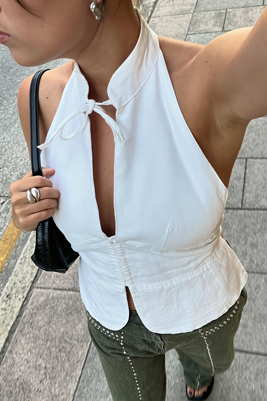 Halter Tie Slim Cotton Summer Blouse