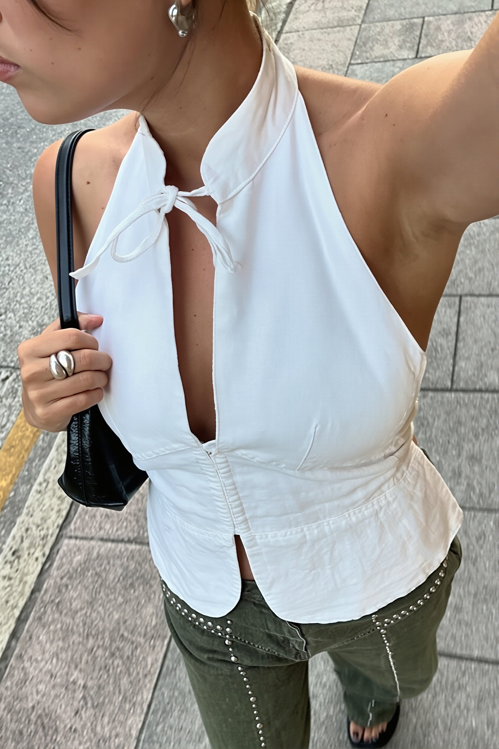 Halter Tie Slim Cotton Summer Blouse