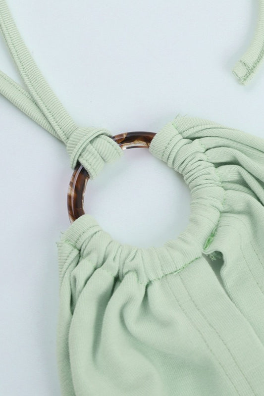 Solid Hollow Waist Slim Halter Top