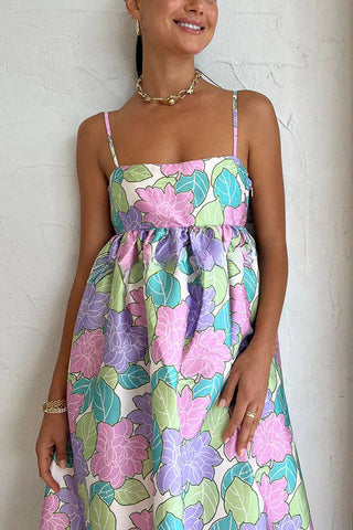 Garden Goddess – A-Linien-Midikleid mit Blumenmuster und Schleife auf der Rückseite 