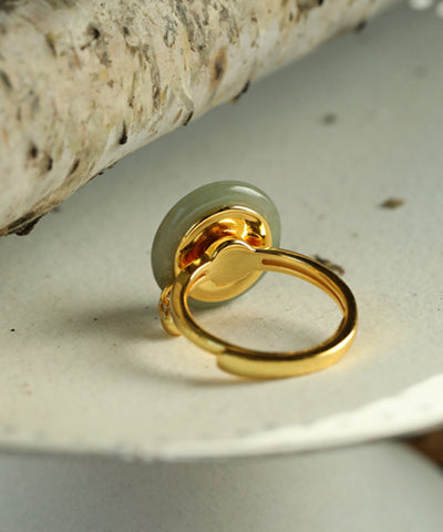 Elegante drehbare Ringe aus vergoldetem Sterlingsilber mit Jade-Cloisonné 