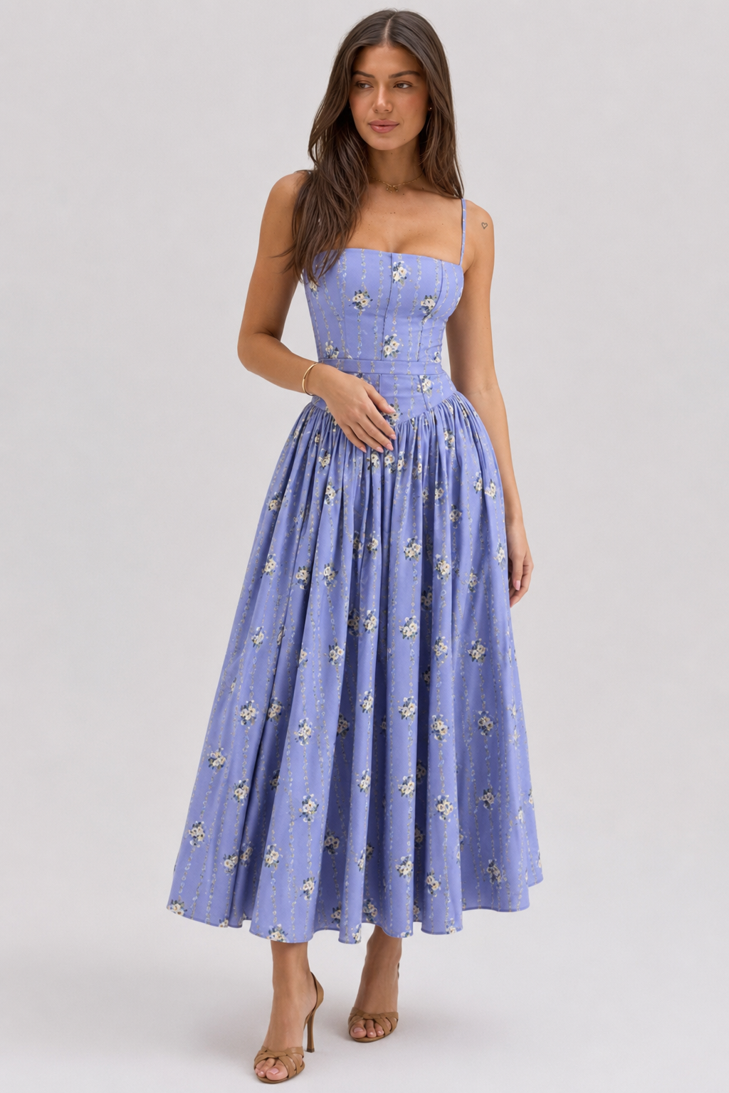Chic Floral Print Cami Slip Maxi Dress