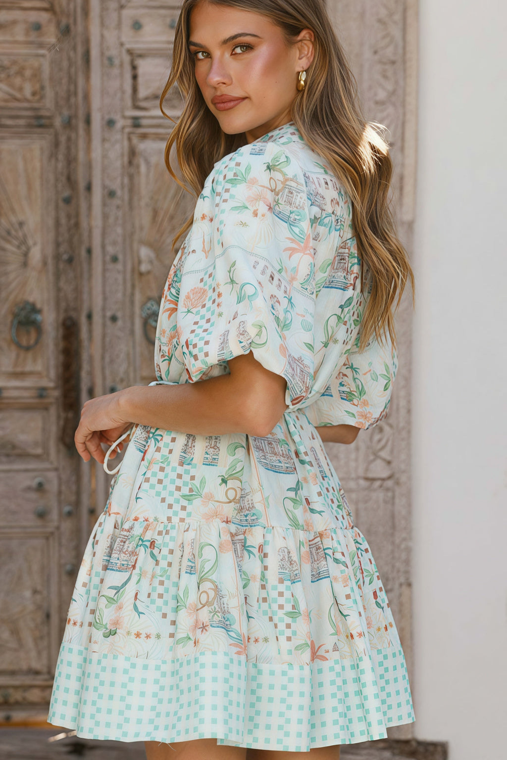 Elegant Linen Tie Belt Waist Cinching Casual Fairy Mini Dress