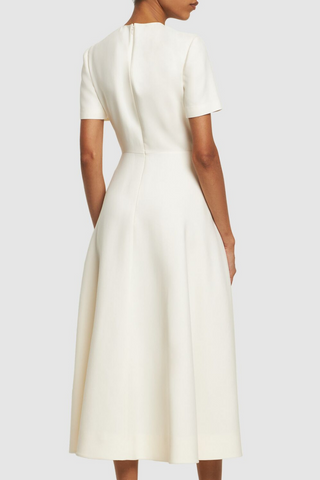 Vestido midi de manga corta con apliques florales Ava
