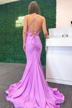 Meerjungfrauen-Jersey-Abendkleid mit Wasserfallausschnitt