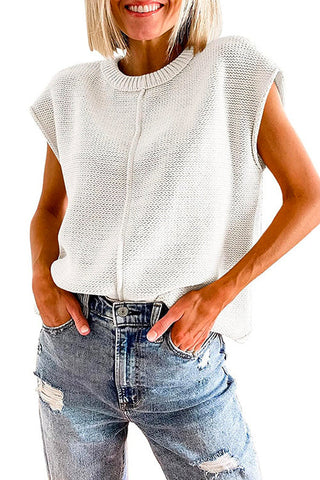 Suéter tipo jersey con cuello redondo y mangas cortas de Meridress