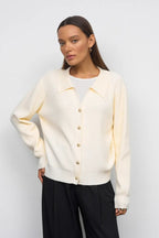 Solid V Neck Button Down Cardigan