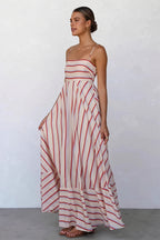 Striped High Waist Swing Cami Boho Dress