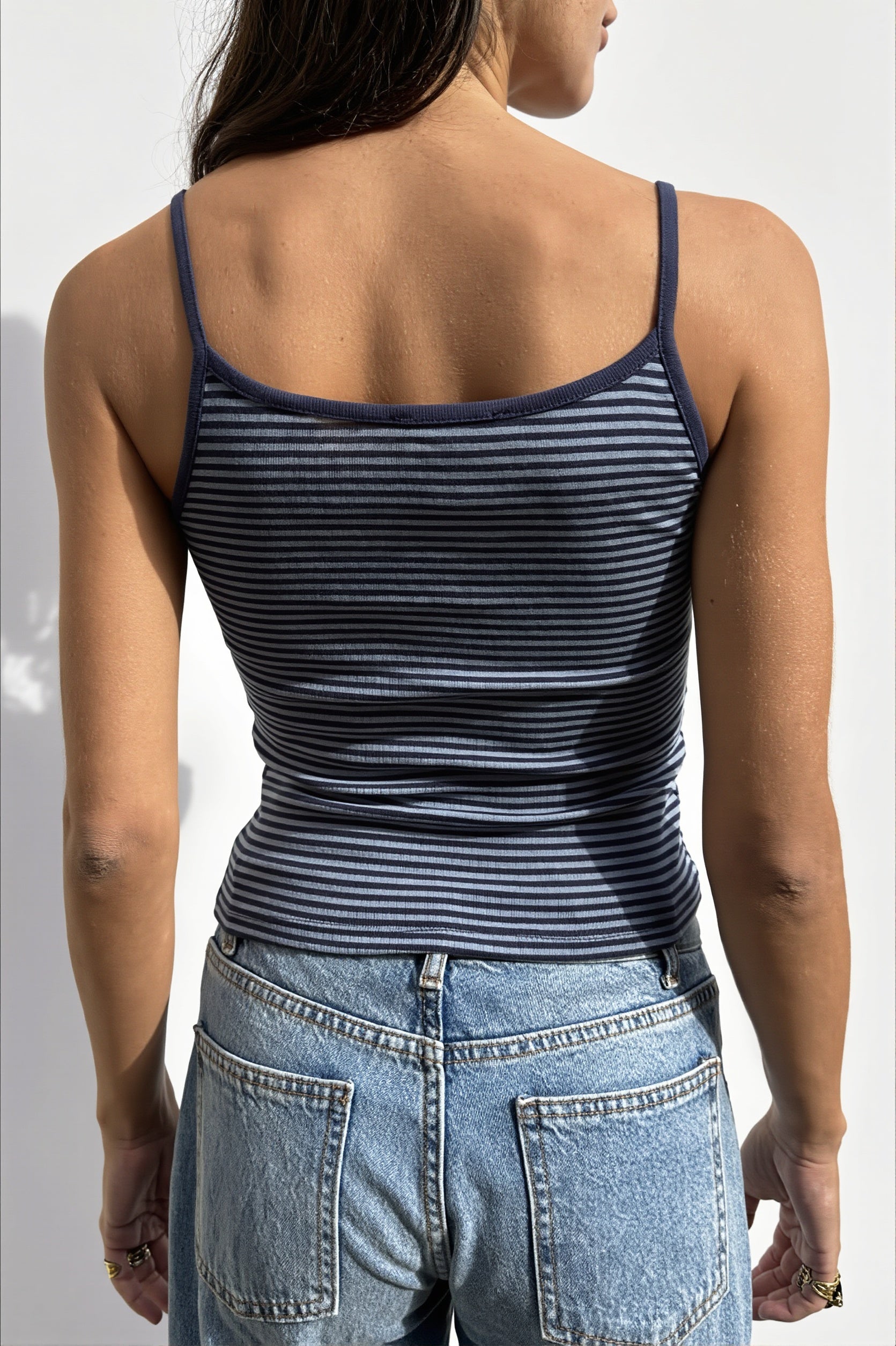 Striped Cropped Casual Cami Top