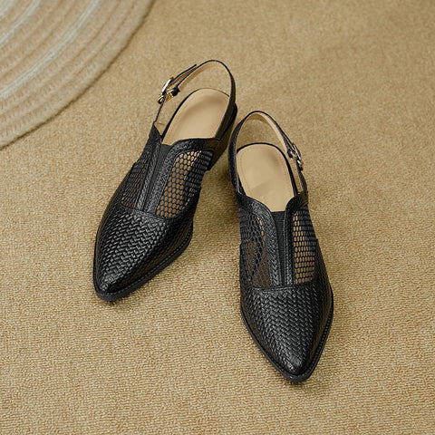 Neue Sommer-Hausschuhe, Sommerschuhe, spitze Zehenpartie, Pantoletten mit klobigen Absätzen, Sandalen für Damen, handgefertigt, zwei Möglichkeiten, Sommersandalen zu tragen 