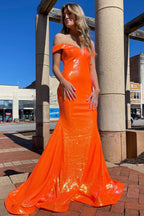 Paillettenbesetztes Meerjungfrauen-Abendkleid mit schulterfreiem Rock