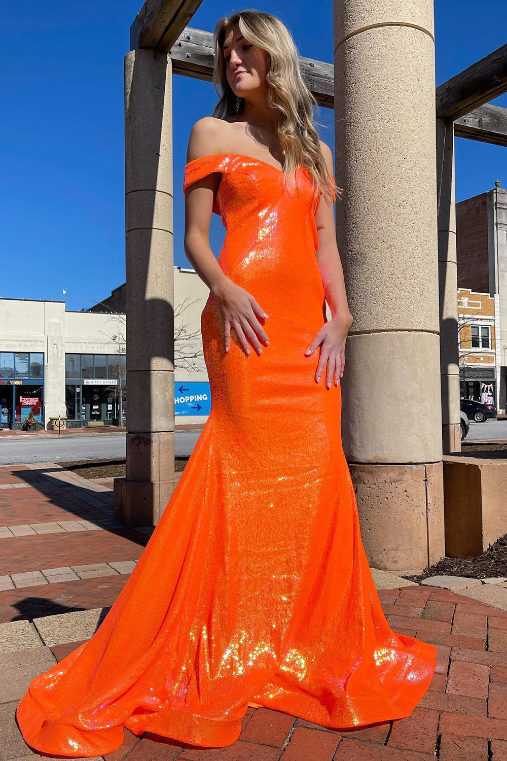 Off Shoulder Sequins Mermaid Prom Dress