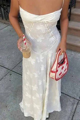 Maxikleid aus Jacquard mit Blumenmuster, Quasten und Schnürung 