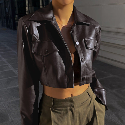 Herbst Winter Frauen Kleidung Sexy Gestellte Sexy Motorrad Kleidung Frauen Leder Top Mantel 