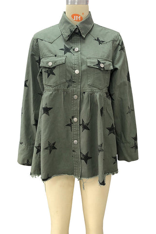 Chaqueta vaquera holgada de longitud media para mujer 