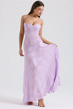 Lined Jacquard Satin Cami Maxi Dress