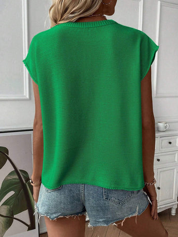 Women Solid Color Bat Sleeve Sweater Top