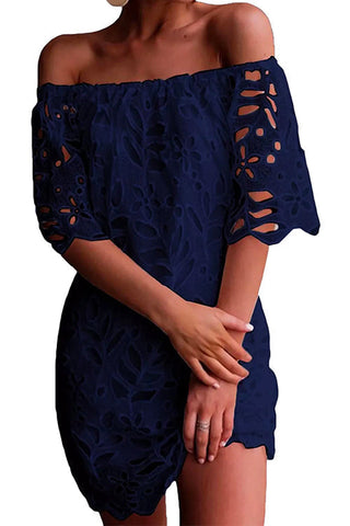 Meridress – Schulterfreies Etuikleid aus Spitze mit Aussparungen