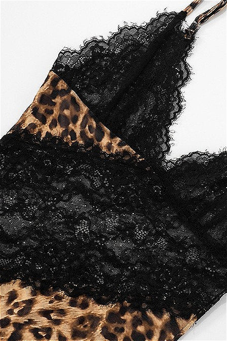 Leopard Lace Cami Mermaid Maxi Dress