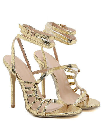 Sandalias de tiras con tacón de aguja 