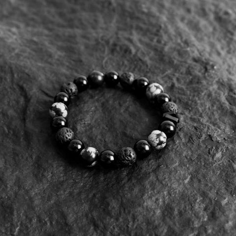 Natural Black Obsidian Snowflake Premium Vintage Bracelet