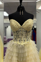 Gorgeous A Line Sweetheart Corset Pink Prom Dress with Appliques