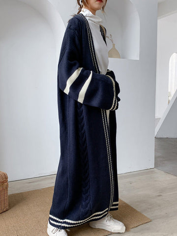 Urban Loose Cardigan-Mantel mit Streifen in Kontrastfarbe 