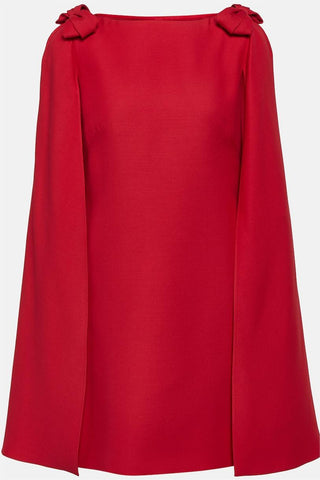Bow Solid Cape Mini Dress