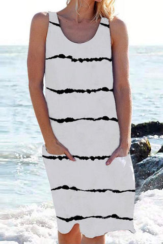 Meridress Scoop Neck Stripes Tie Dye Tank Dress