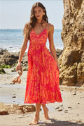 Floral Cami Pleated Print Maxi Dress