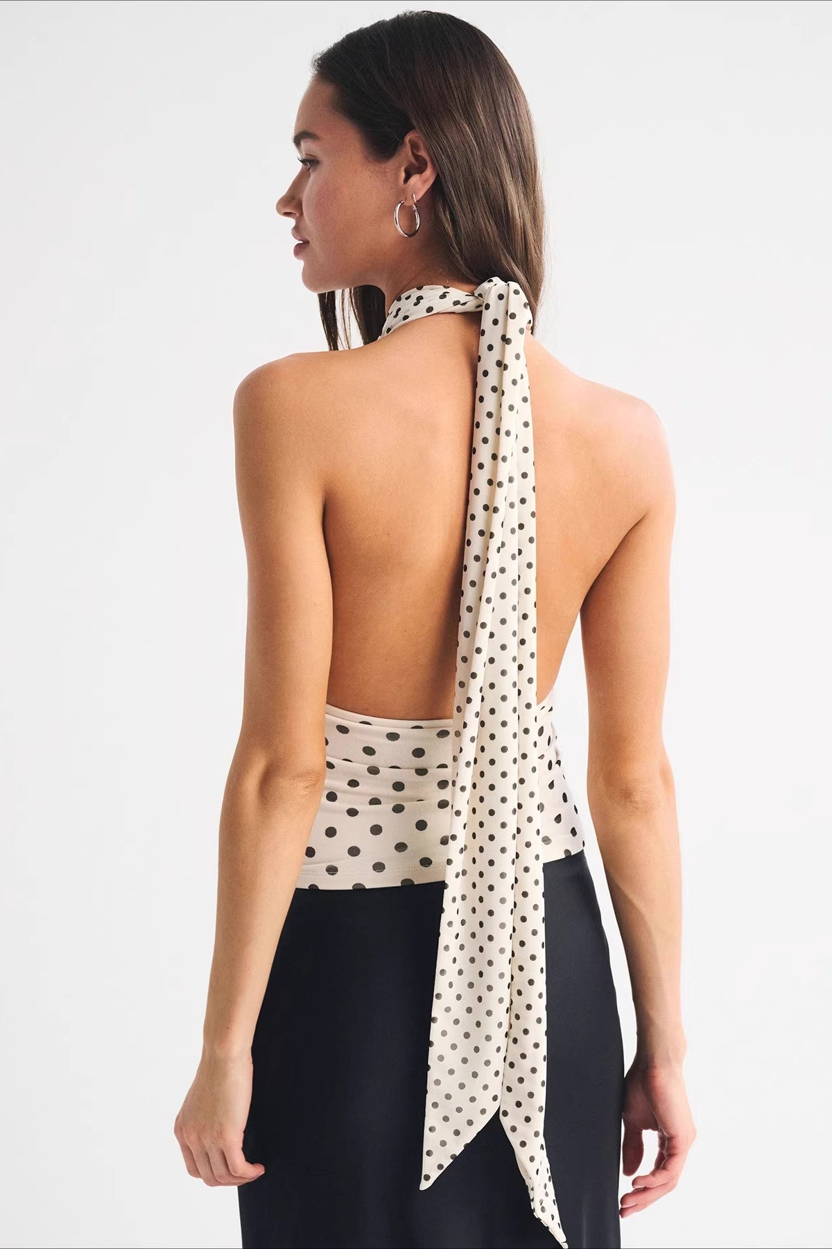 Polka Dot Multiway Tie Mesh Halter Top