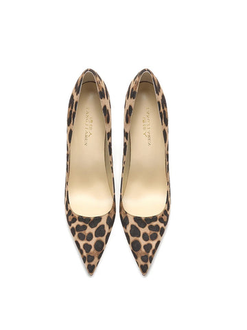 New suede leopard print high heels women's slim heels pointed toe single shoes fashionable and sexy shallow cut
