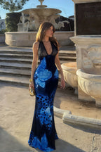 Sexy Tie Dye Spaghetti Strap Lace Insert Maxi Dress