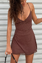 Solid Polka Dot Slim Cami Mini Dress