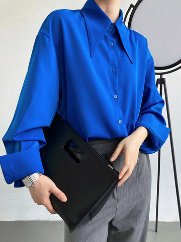 Blusa elegante de manga larga en tres colores lisos 
