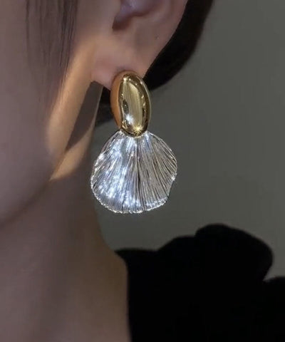 Boho Gold Copper Alloy Leaf Drop Earrings