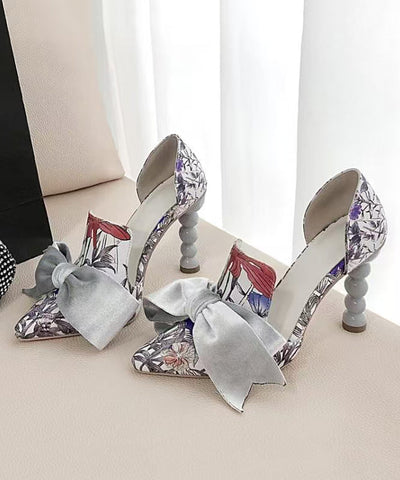 Edle High Heels Sandalen mit Schleife und spitzer Zehenpartie 